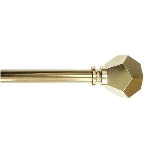 Project 62 Brass Finish Expandable Faceted Caps Curtain Rod 66" to 120" Long
